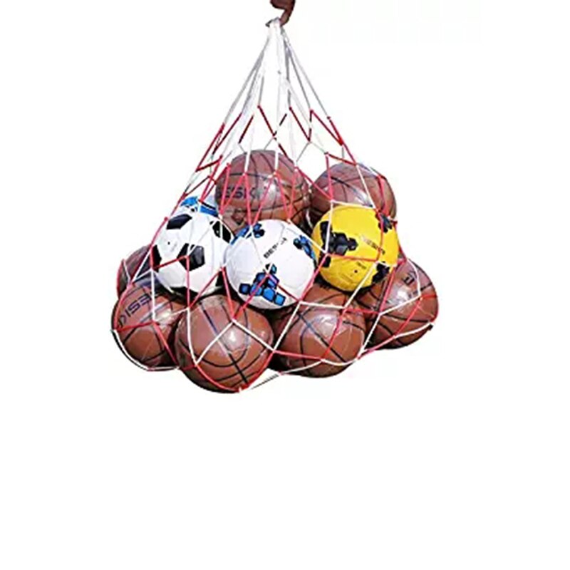 Stor nylon net mesh taske bærbar sport basketball fodbold volleyball stor nylon fed net mesh taske bærbar sport udstyr