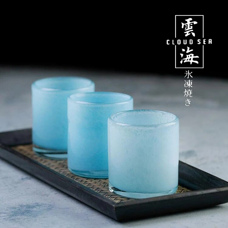 Verre à Whisky , nuage bleu mer glaçure verre à Whisky, Client avec boîte en bois vases De Cristal