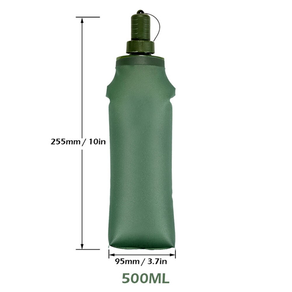 Borraccia portatile da 500ml in silicone per sport tutto'aria aperta borraccia pieghevole borraccia pieghevole per corsa campeggio escursionismo bicicletta fitness