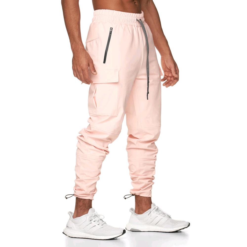 Neue wasserdichte Sport Hosen Männer Laufhose Mit Reißverschluss Taschen Ausbildung und Joggings Männer Hosen Fitnessstudio Hosen Fitness Hosen Für männer: Rosa / S