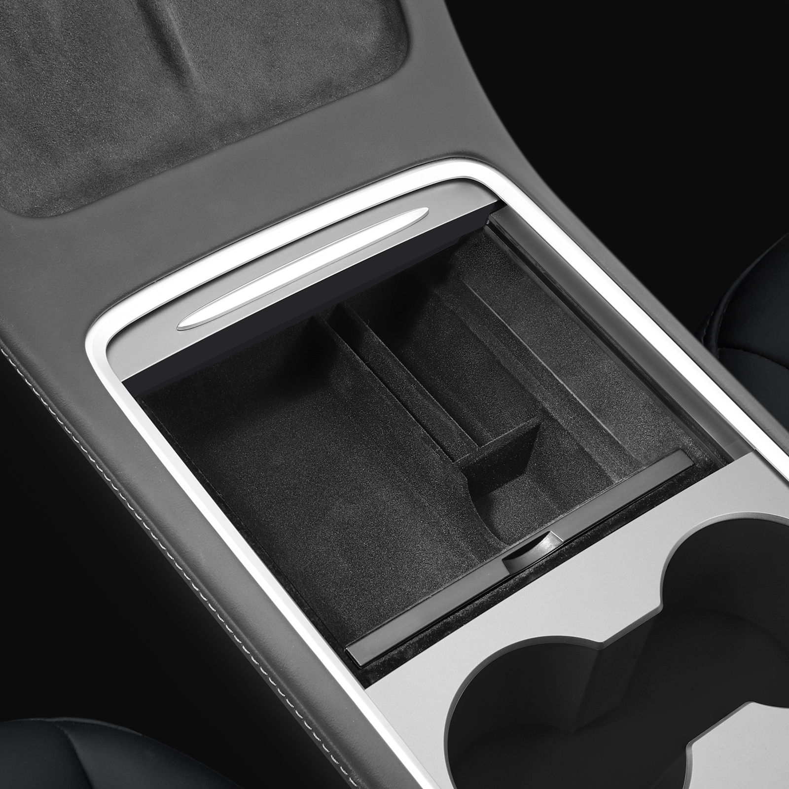 Jawjut Poubelle Sur Mesure Pour Tesla Model Y – Organisateur Console Centrale Arrière Noir – Parfait Ajustement 2019-2024