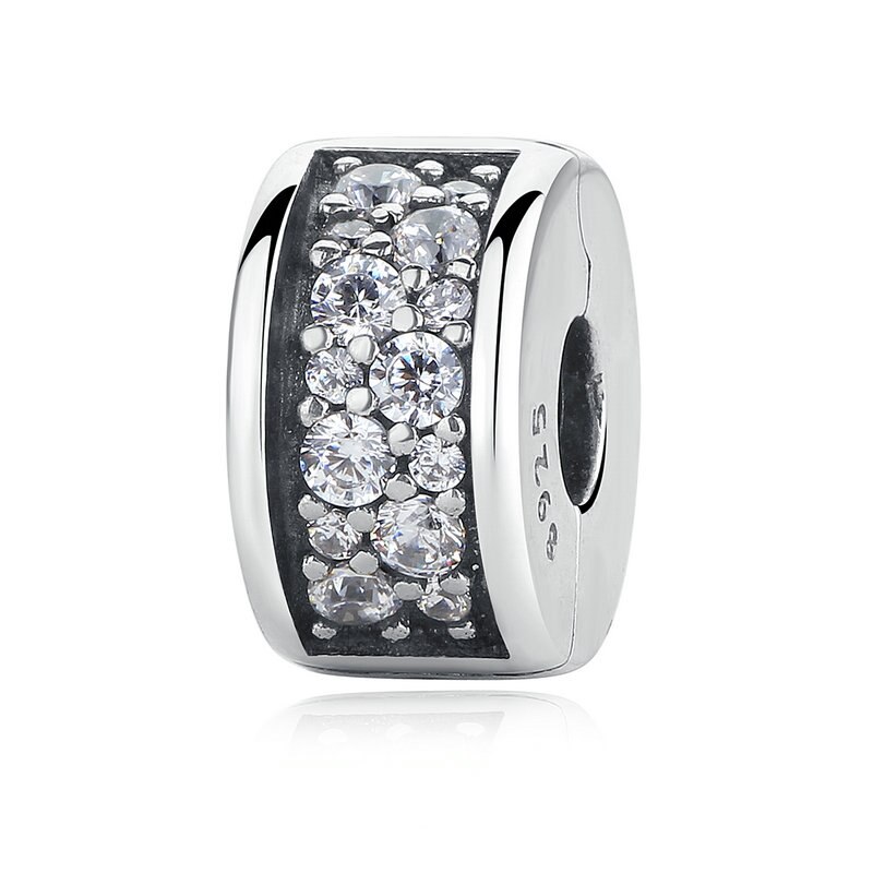 WOSTU 100% 925 Sterling Silver Shining Elegance Clip Charm With Pink CZ Fit Original wst Bracelet Pendant Authentic Jewelry: XCHS310