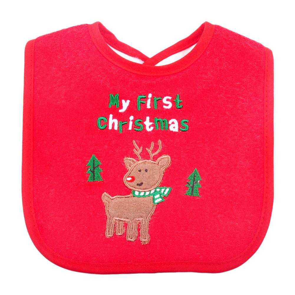 Christmas Baby Bib Pinny Fashionable Embroidered Pattern Saliva Towel Baby Baby Waterproof Bib: B