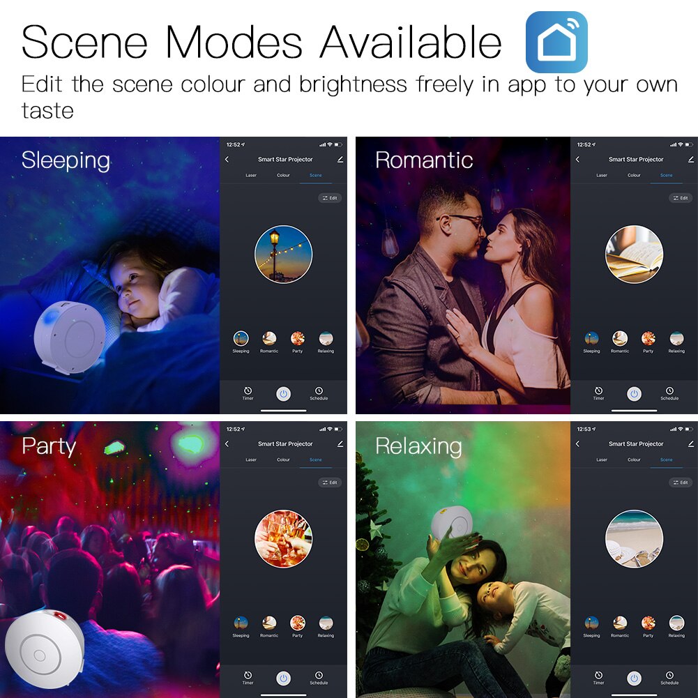 Tuya WiFi Smart Star Projector Galaxy for Party APP Control Smart Home Nebula Projector works for Google Home Alexa