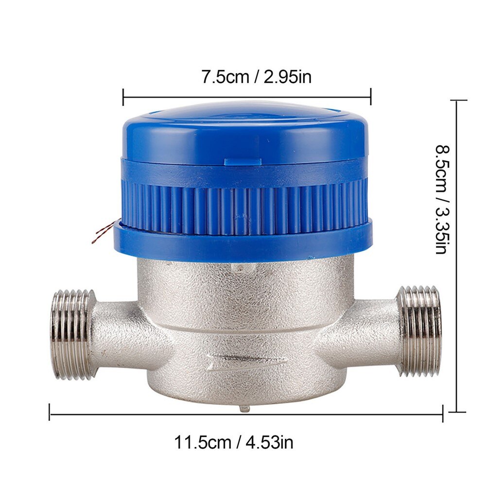Cold Water Meter Heavy Duty Brass Flow Measure Tap Home Garden Wet Table Mechanical Rotary Pointer Counter Measuring Tools