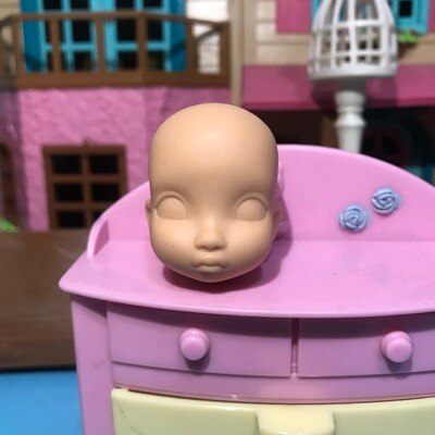 Mermaid doll head make-up accessories super beautiful face princess doll 15 cm cute doll: Brown