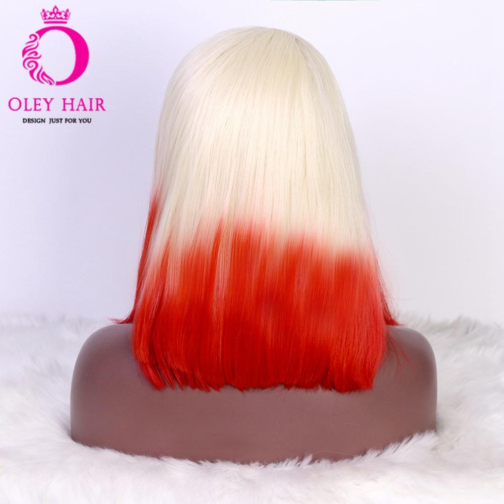 Oley hittebestendige korte blauwe synthetische lace front pruik cosplay oranje blonde ombre pruik drag queen bob pruiken voor zwarte vrouwen