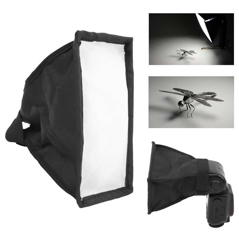 Cámara superior Flash luz Softbox 8x15cm cuadrado pequeño portátil plegable accesorio negro