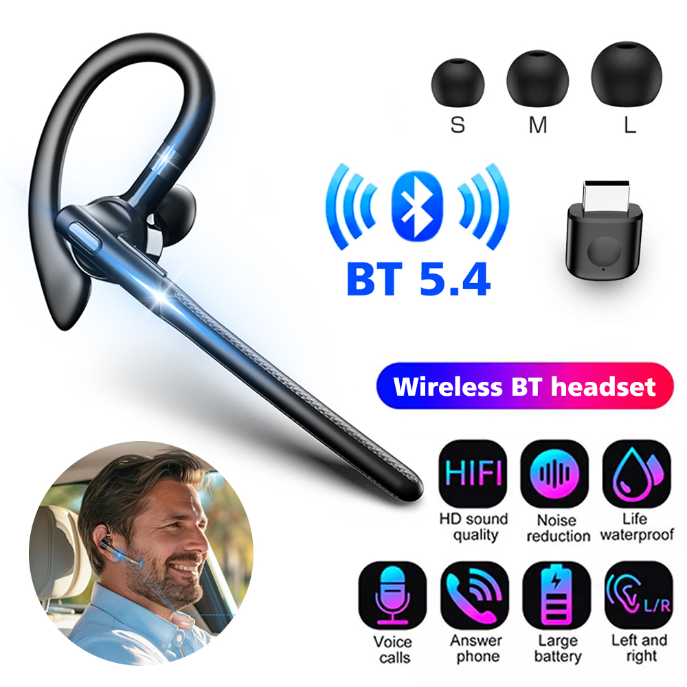 NEUES kabelloses Bluetooth 5.4-Headset, Einzel-Fahrkopfhörer mit Dual-Mic, CVC8.0-Freisprech-Ohrhörer mit Geräuschunterdrückung