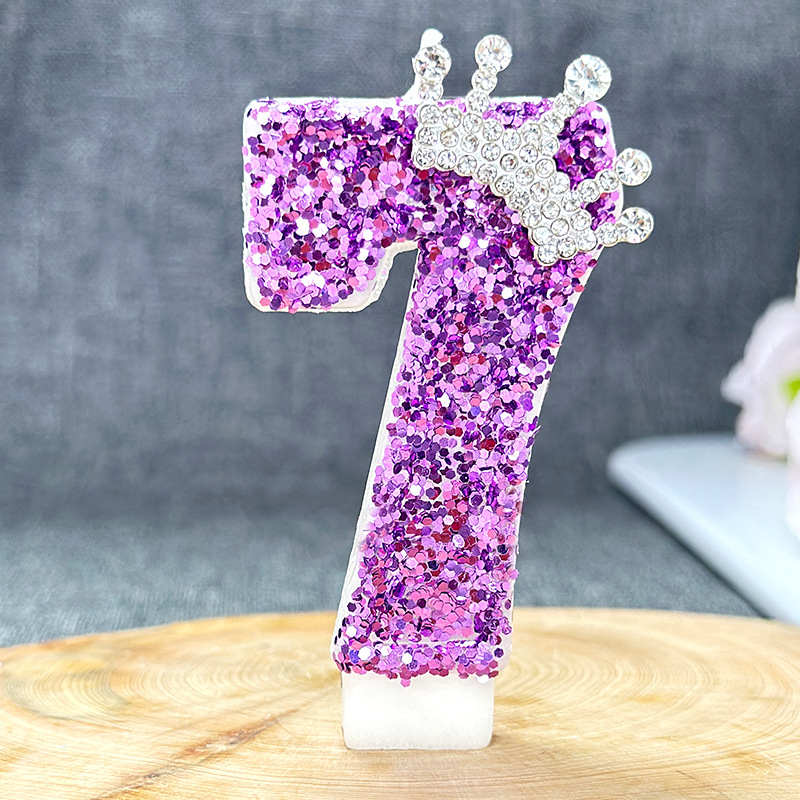Purple digital birthday candle cake decoration birthday candle: Fluorescent Green