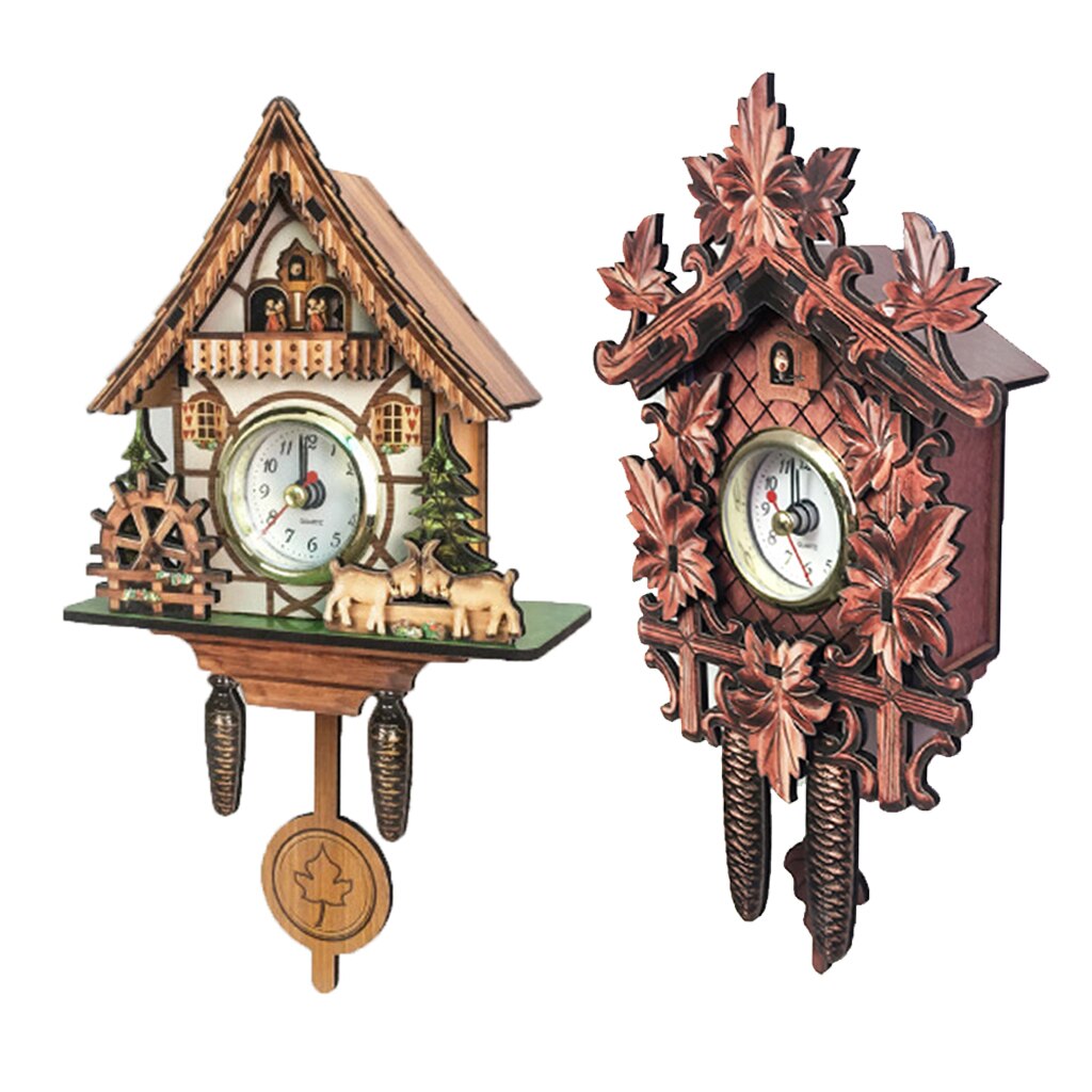 2pz Antico Disegno Orologio A Cucù Movimento Al Quarzo Orologio Da Parete Artigianato Decorativi