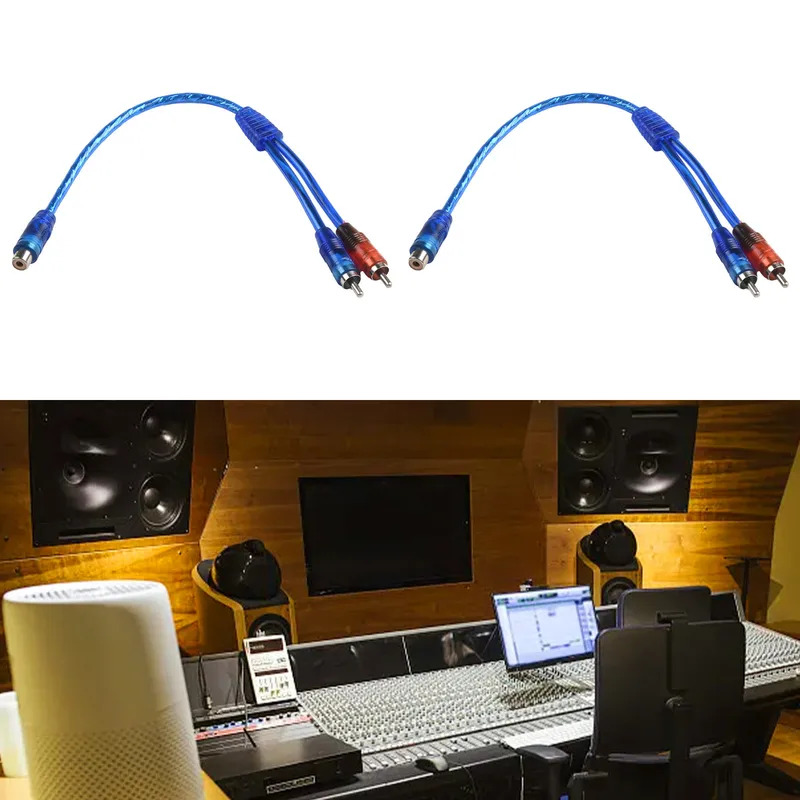 2 Stuks Set Rca Audio Kabel "Y" Splitter Adapter Computer 1 Vrouw Naar 2 Mannetjes Koord 12 Inch kabels Voor Home Audio