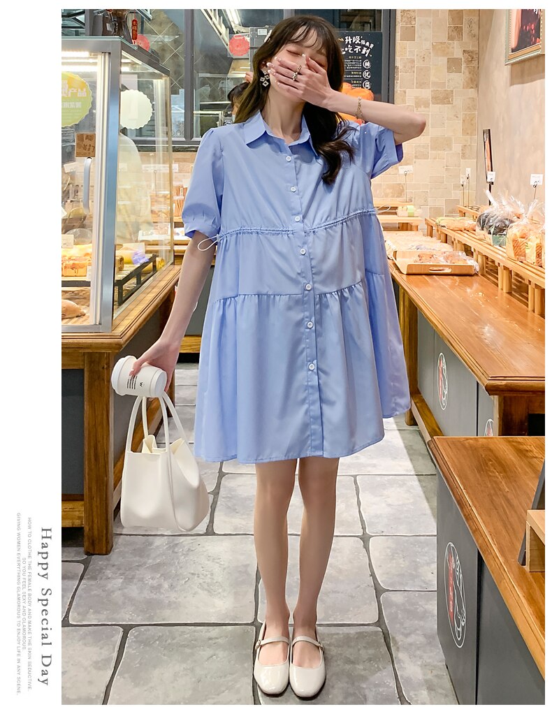 Korean Style Summer Maternity Cotton Dress Short S... – Grandado