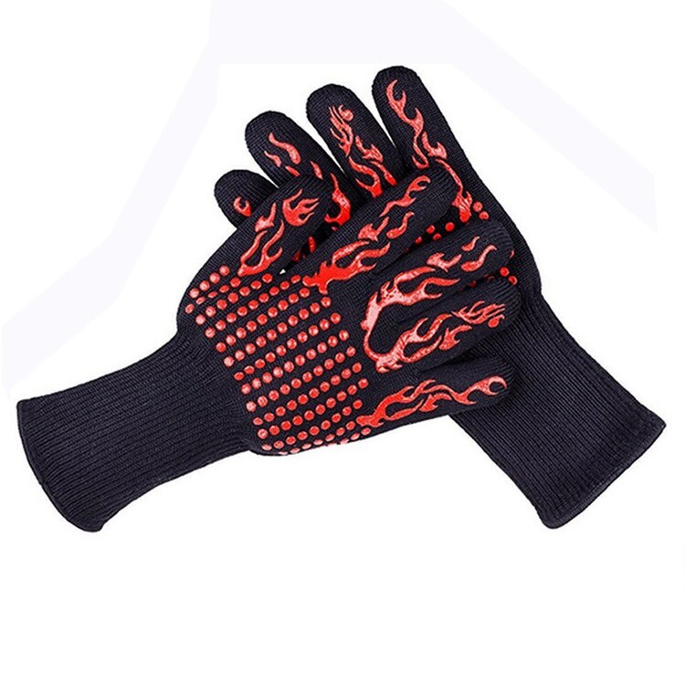 1 paar Hittebestendige Ovenwanten 1470 F Dikke Siliconen Ovenwanten Koken Bakken Barbecue BBQ Grill Wanten Keuken Handschoenen: Red A1  Pair