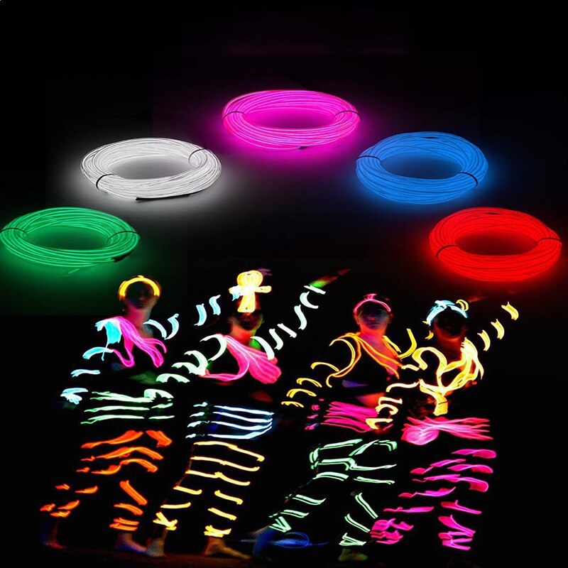 Glow El Wire Kabel Led Neon Kerst Dance Party Diy Kostuums Kleding Lichtgevende Auto Licht Decoratie Kleren Bal Rave 3M/5M