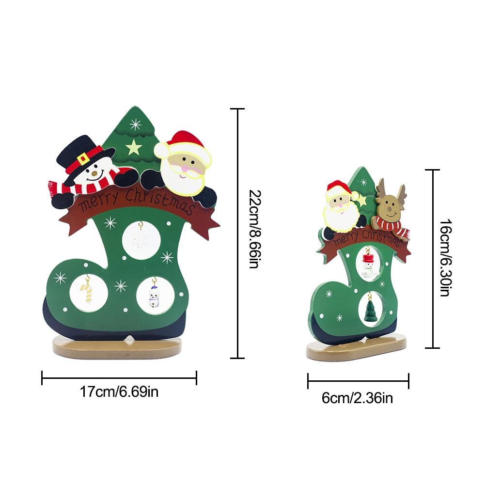 Christmas Wooden Painted Snow Boots Santa Claus Desktop Decoration Trinkets Ornaments