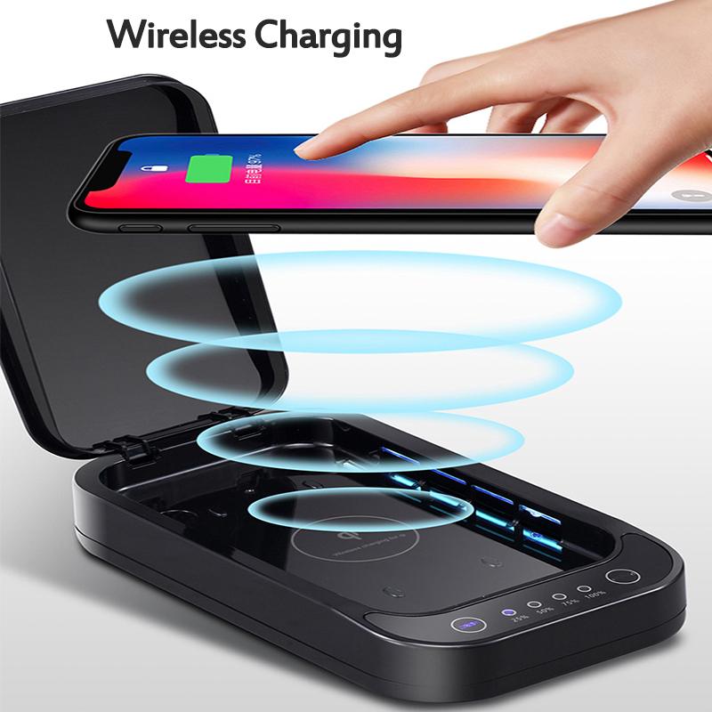5V UV Mobile Phone Disinfection Box Face Mask Phone Cleaner Personal Disinfection Cabinet Wireless Charging