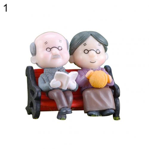 Mini park benk bestefar bestemor modell miniatyr plast hage statuer landskap hage dekor ornament skulpturer: 1