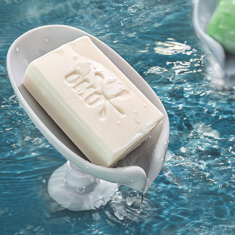 1 stück seifenschale mit saugnapf für badezimmer und dusche, tragbarer seifenhalter in blattform, schwammablage aus kunststoff für küche und Schlecht