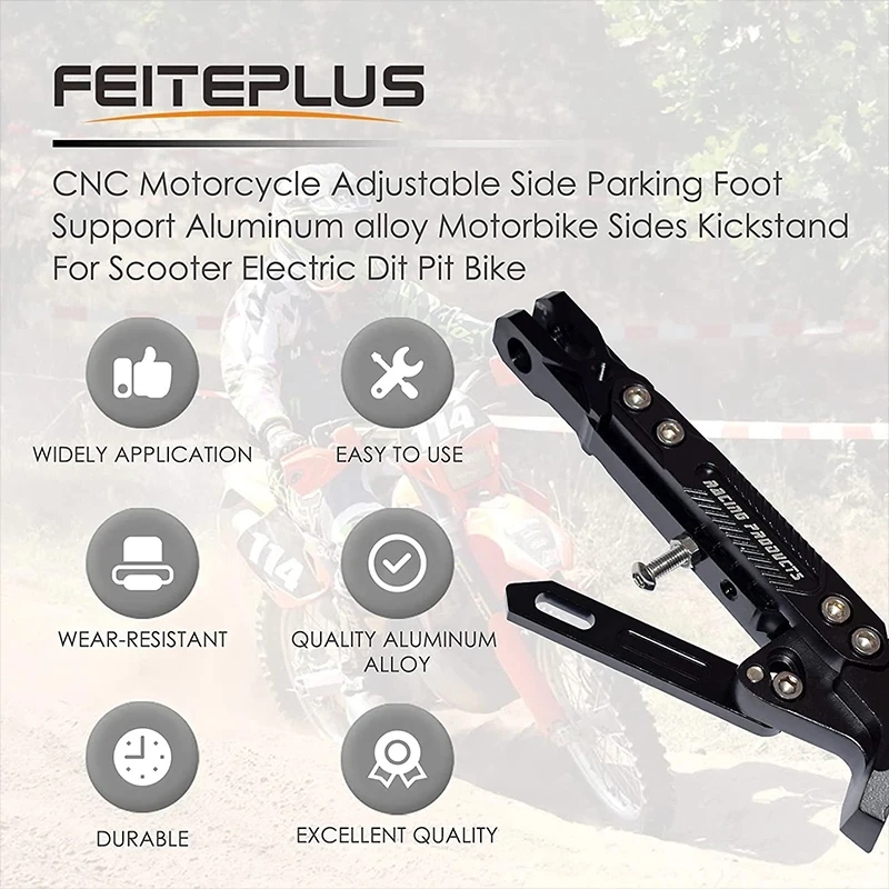 Soporte Universal antideslizante ajustable para motocicleta, soporte lateral de pie de Metal para bicicleta, estante de estacionamiento, accesorios para motocicleta
