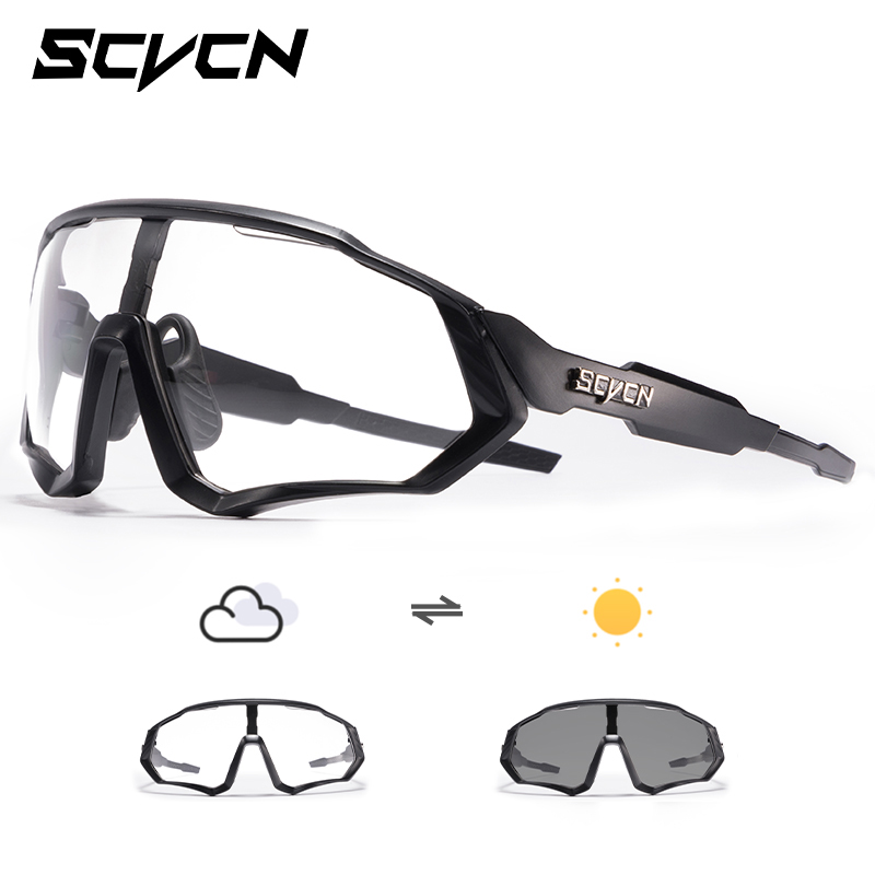 Scvcn gafas fotocromáticas para ciclismo, gafas de sol geniales para bicicleta, gafas deportivas para bicicleta, gafas para ciclismo de montaña UV400 MTB Road, conducción para hombres: Blanco