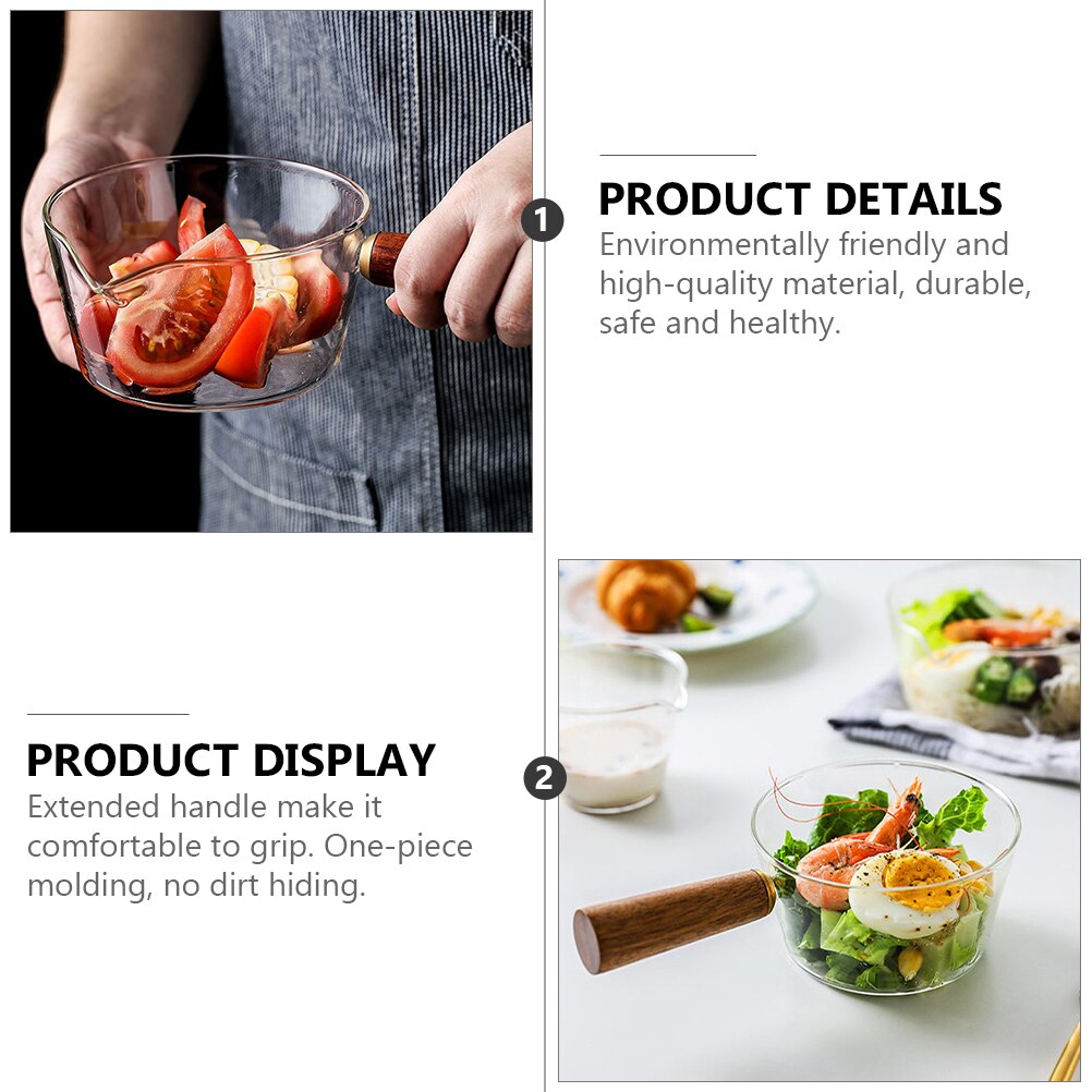 1 Pc Heatable Pot Transparent Borosilicate Glass Pot Instant Noodle Pot