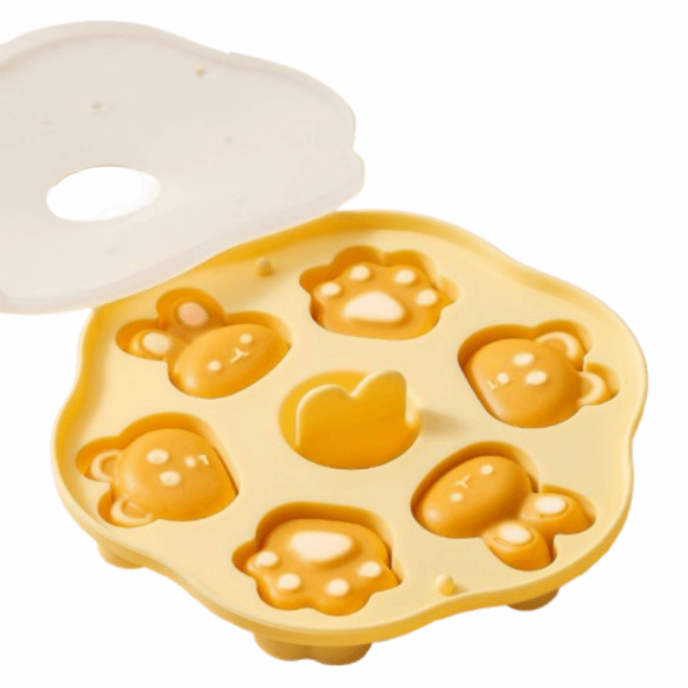 Baby Food Steamed Cake Mold 190ML 6 Grids Cartoon Baking Mold BPA Free Reusable Silicone Cake Mold Baking Supplies: green
