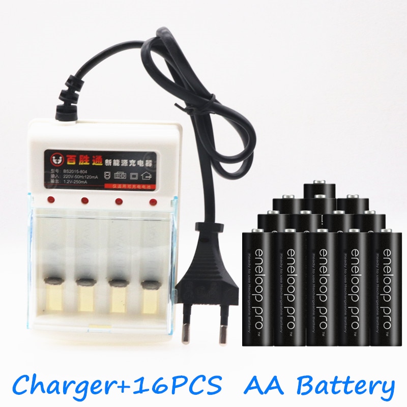 100% Originele Voor Eneloop Aa Batterij 2500 Mah 1.2 V Ni-Lintern Camera Speelgoed Aa Pre Opgeladen Batterij + 1.2 V Aa Charger