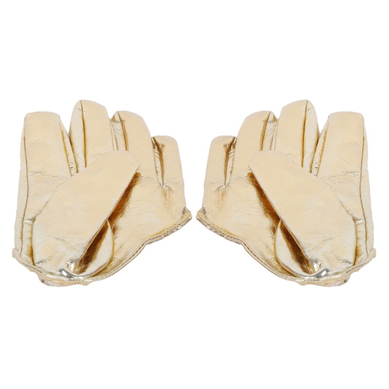 Women Gloves Casual Solid Color Glove Half Palm Faux Leather Pu Short Full Finger Gloves For Ladies: Golden