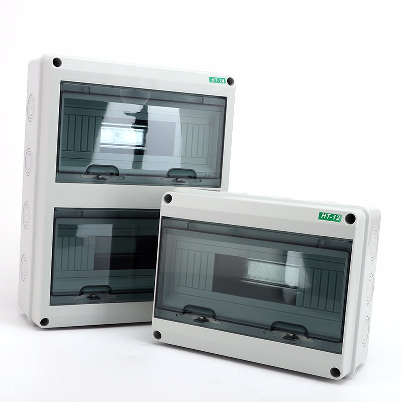 HT-5/8/12/15/18/24 Way Plastic Electrical Distribution Box Waterproof MCB Box Panel Mounted Distribution Box HT Series