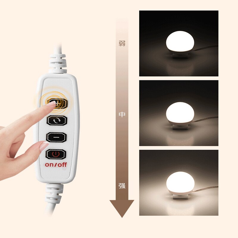 3 Modes LED Make up Mirror With Lights USB Hollywood Vanity Makeup Mirror Lights Wall Mirror Lamp Bulb Dimmable LED Wall Lamp