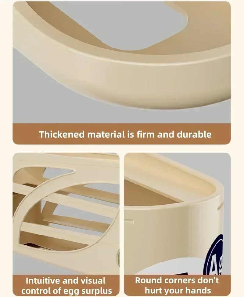 4 -lags æggeholder til køleskab, automatisk rullende køleskabsægdispenser, æggehylde med stor kapacitet til opbevaring af æg til køleskab