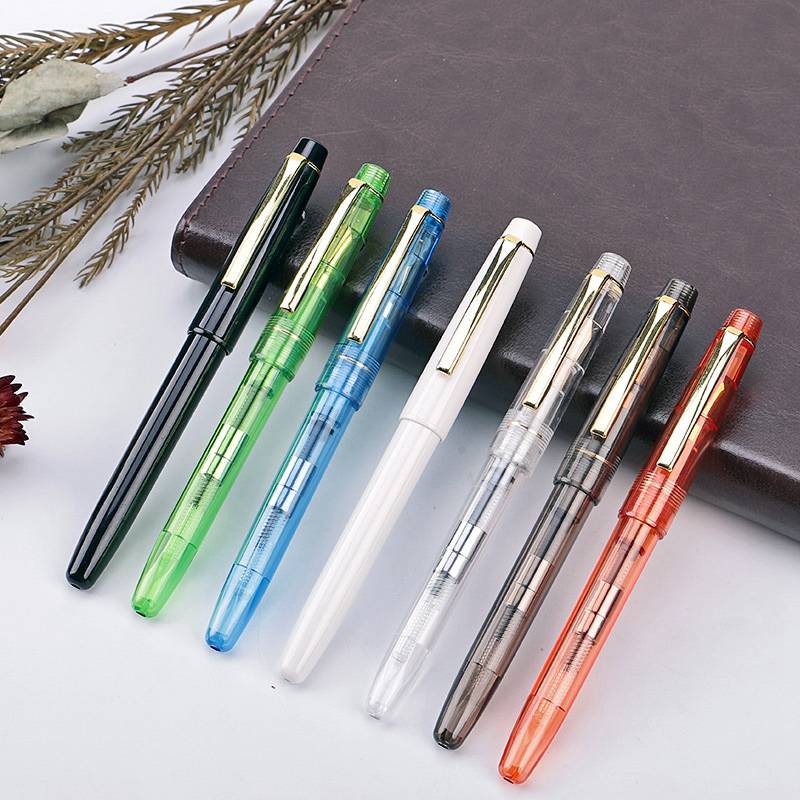 Clear Transparent Fountain Pen 0.5/0.38mm Nib Writing Calligraphy Ink Pen Student Stationery School Office Supplies