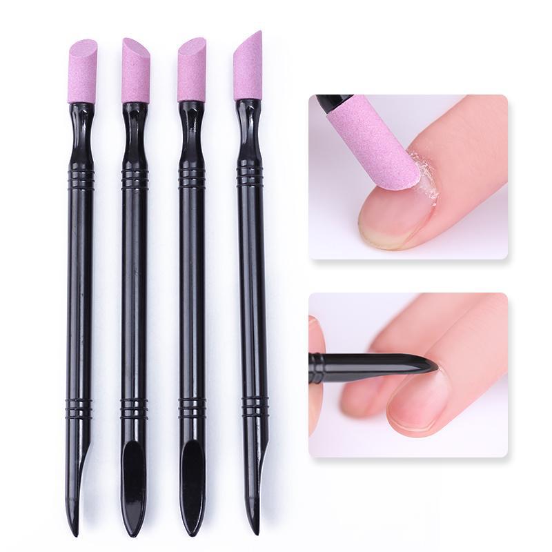 1Pc Dubbele-End Nail Art Pusher Quartz Scrub Pen Dode Huid Cuticula Remover Nail Trimmer Acryl Staaf Stok nail Art Manicure Tool