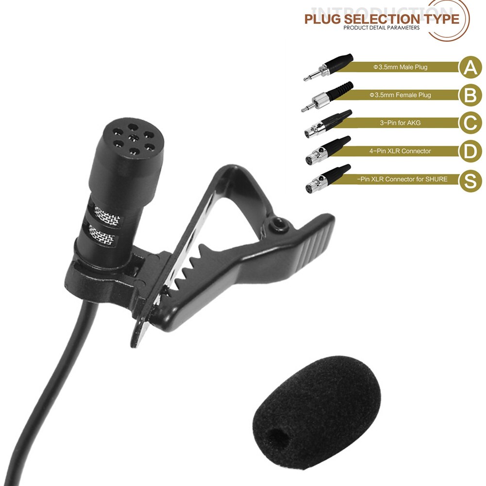 Zwart Lavalier Revers Microfoon Single Oorhaak Headset Mic 3.5Mm Xlr 3-Pin Voor Akg Xlr 4-Pin voor Shure Draadloze Systeem