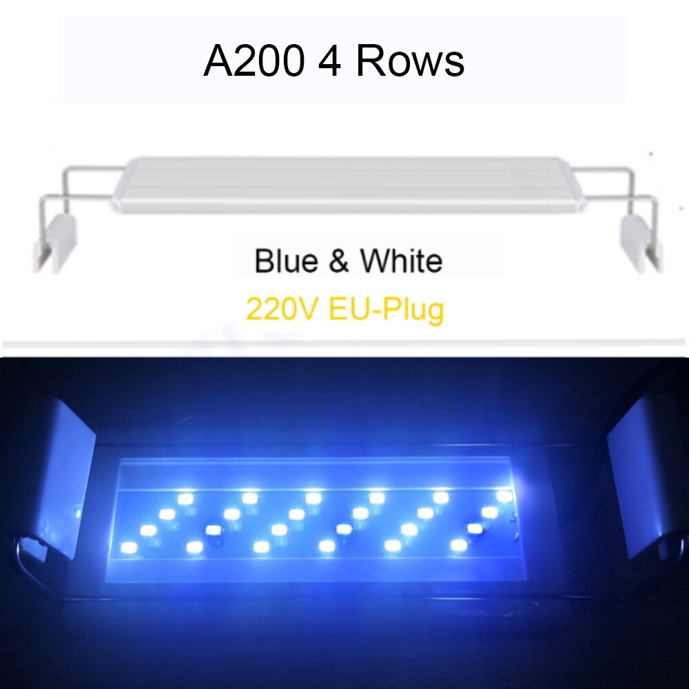 Adjustable Clip-on 8W-13W LED Aquarium Lighting Fresh Water LED Light for Tanks Fish Plants Grow Light: A200-BW EU-Plug