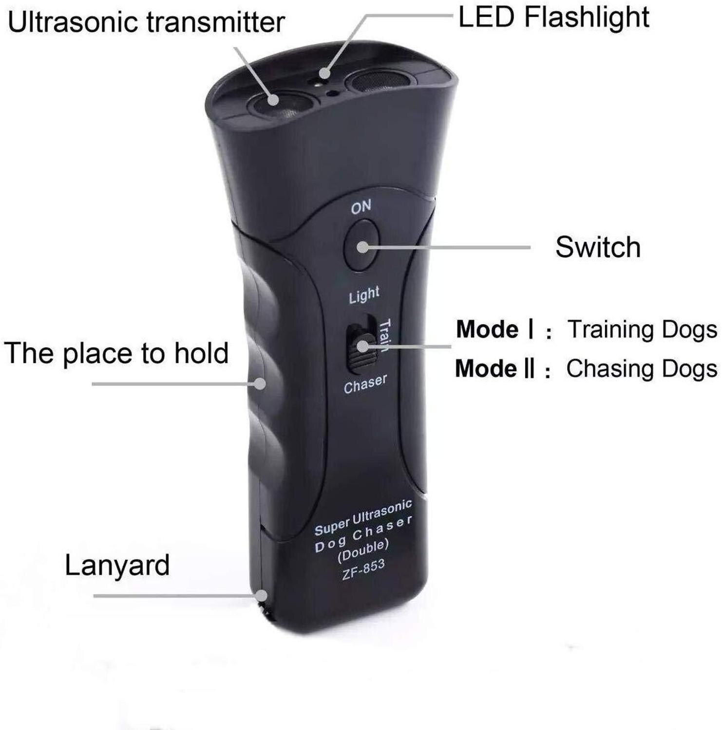 Ultrasonic Dog Chaser Stop Aggressive Animal Attacks Repeller With Flashlight,Handheld Stop Barking Device and Behavior Trainer