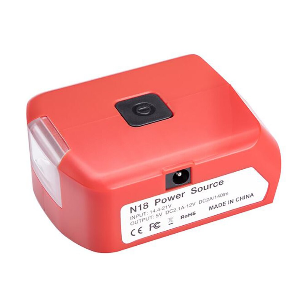 Adapter LED Light Working Lamp Flashlight Torch USB Mobile Phone Charger DC 12V Output For Milwaukee 18V Li-ion Battery M18