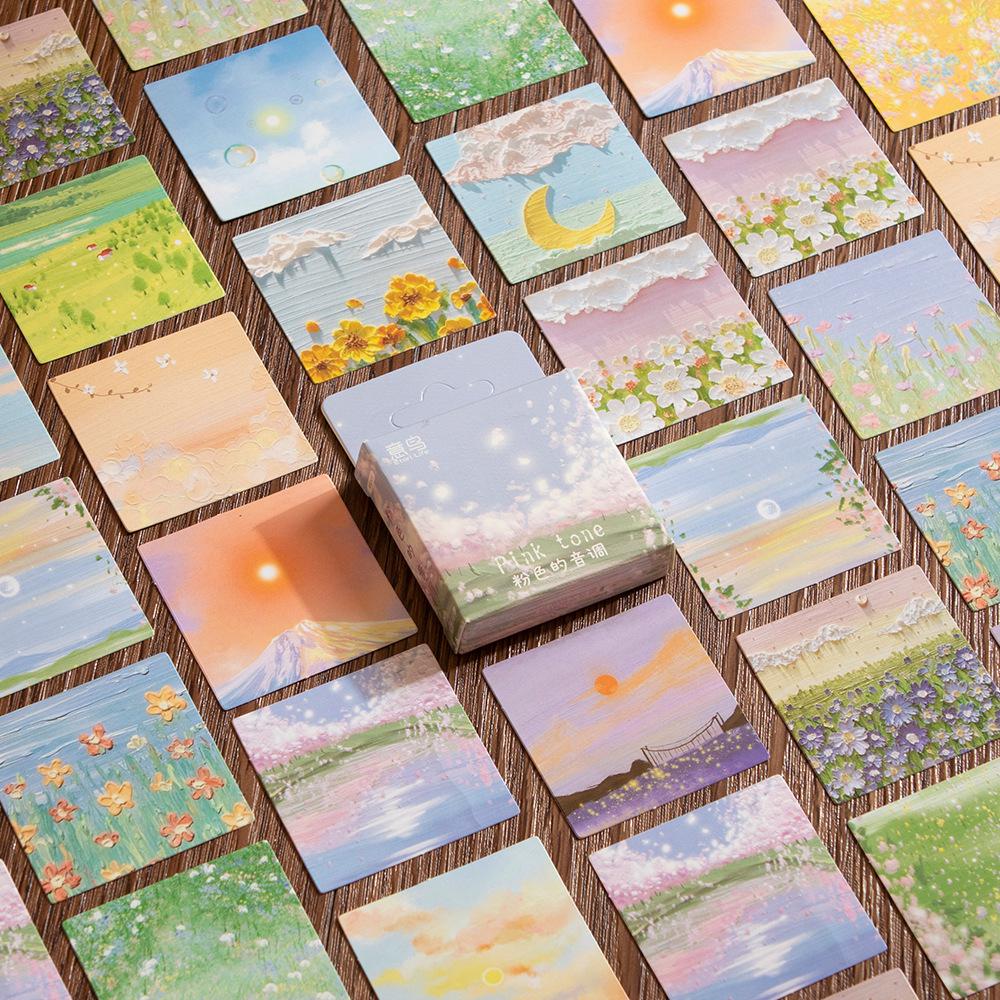 46 Pcs Kawaii Scrapbook Stickers Oil Painting Flower Stickers Small Size Box Sticker For Laptop Notebook Handmade Card Journal: Default Title