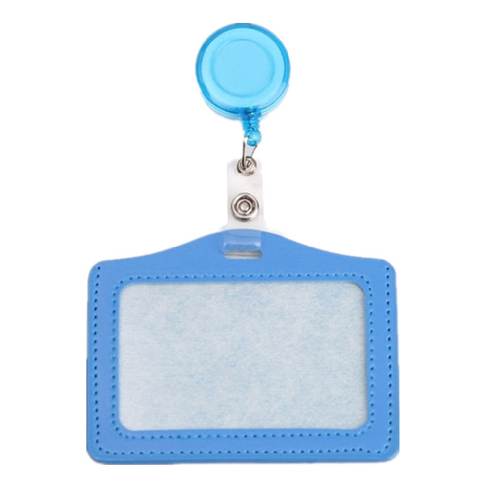 Arbetskortshållare klämma pu-läder korthållare klämma infällbara namnskyltsrullar sjuksköterska läkare id-korthållare namnkortshållare: Svart