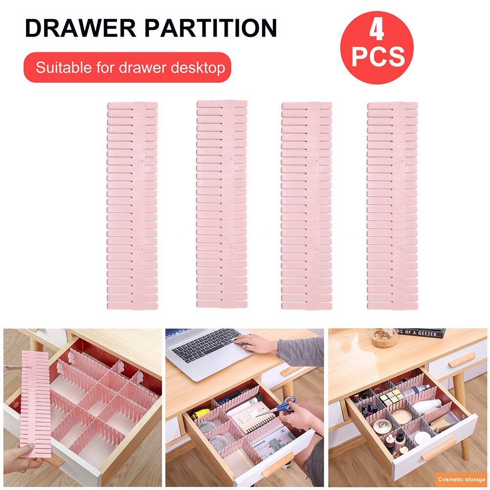 4Pcs Plastic Drawer Dividers Storage Organizer Shelves Household Free Combination Storage Board Closet Organizer Storage Box