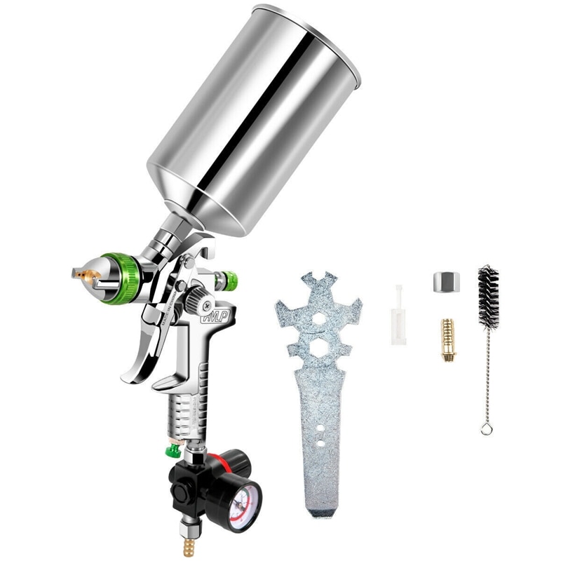 2.5mm hvlp gravity feed spray værktøjssæt m / regulator auto maling metal flake: Default Title
