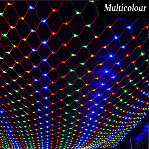 Led Netto Kerstverlichting 3 Kleuren Te Kiezen Outdoor 220V Eu Plug Waterdichte Led Netto Licht 1.5*1.5M /2*2M /3 X2M/6*4M: Multicolor / 1.5mX1.5m 96LEDs