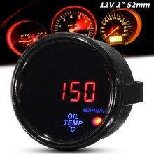 12v 2 tommer 52mm 20-140 oljetemperaturmåler digitalt led-display svart front bilmåler med sensor