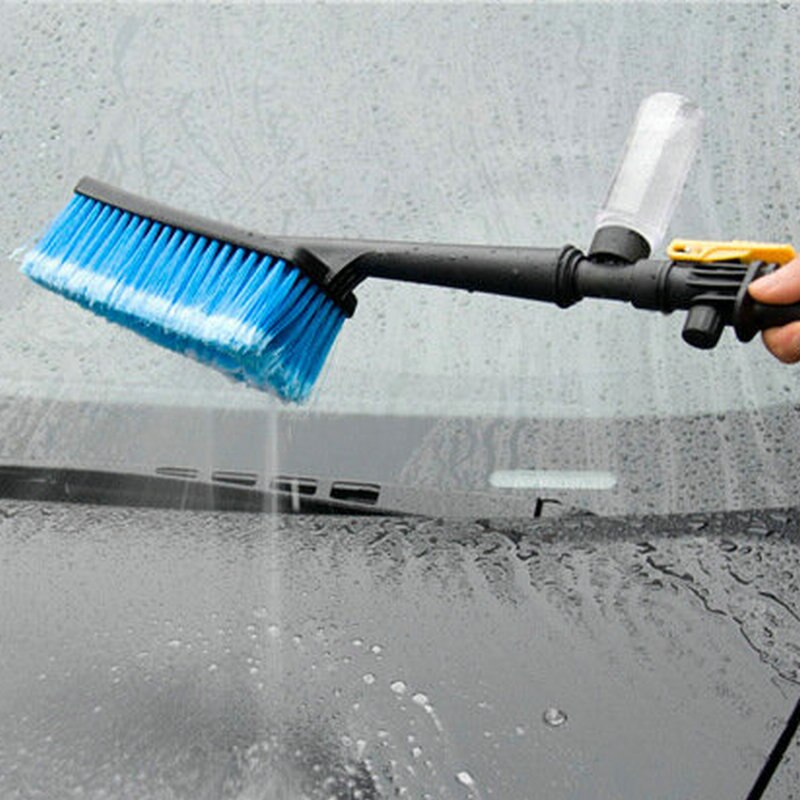 Blue Color Car Wash Brush With Retractable Long Handle Water Flow Switch Foam Bottle Car Cleaning Soft-bristle Protect the Car
