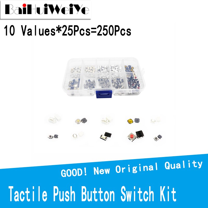 250Pcs 10Values*25Pcs Car Remote Control Key Repair Small Switch Micro Push Buttons Touch Component Package Pulsador For Nissan