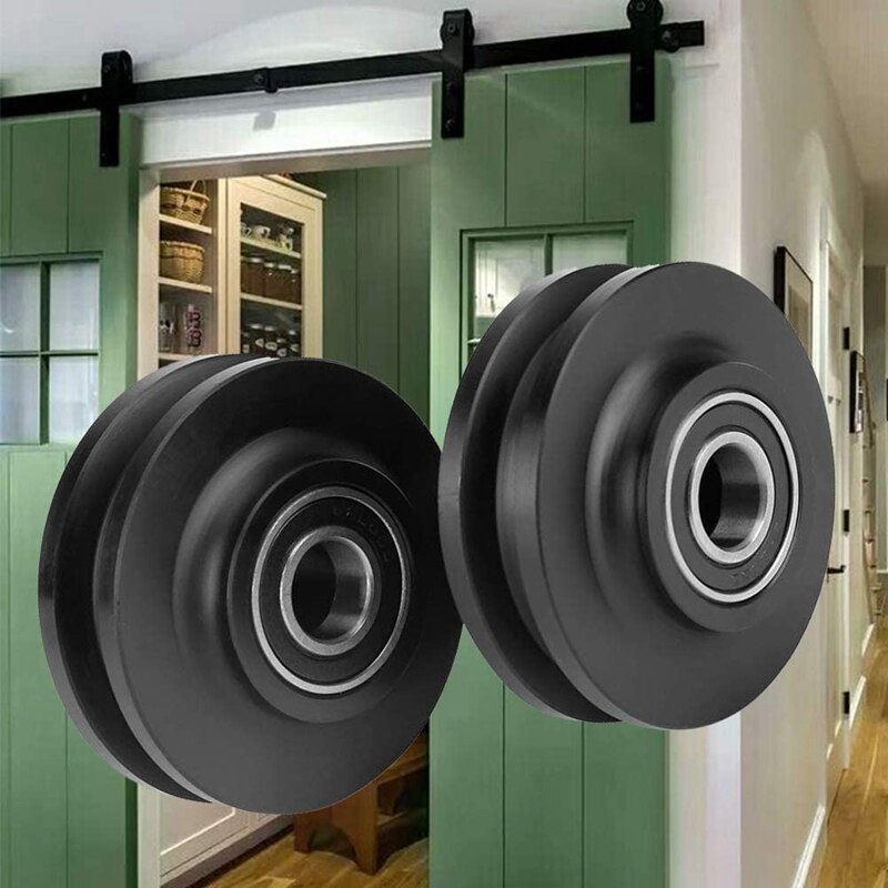 2Pcs Sliding Barn Door Wheel Heavy Duty Cabinet Window Pulley Roller Quiet Sliding Door Track Perfect For DIY Barn Door
