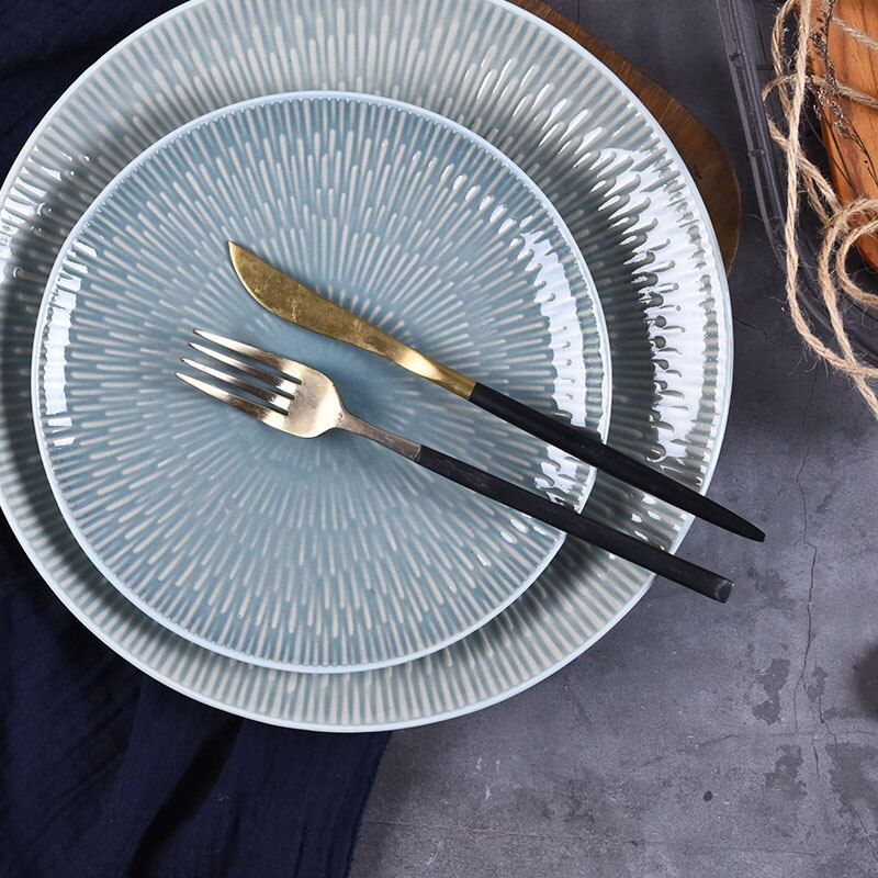 Tableware Ceramic Dinner Plate Set Dish 8/10 Inch Porcelain Cute Dessert Plate Dinnerware Retro Kiln Changing Western Food Plate