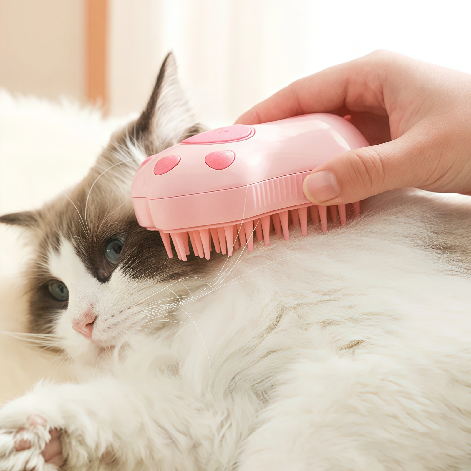 Spazzola a vapore per cani e gatti Spazzola a vapore Spruzzatore elettrico per massaggio Strumento per toelettatura animali domestici Spargimento Spray elettrici 3 in 1 Pettini per massaggio