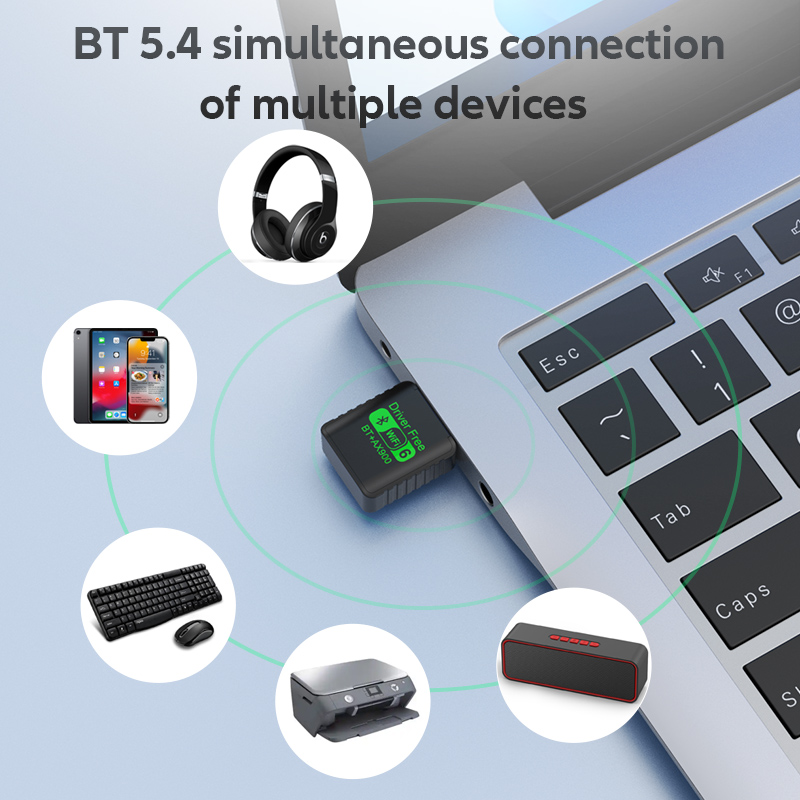 Upgrades Mini USB Wireless Bluetooth 5.4 Transmitter Receiver Adapter WiFi 6 Dongle 900Mbps Dual Band For PC Laptop Win10/11